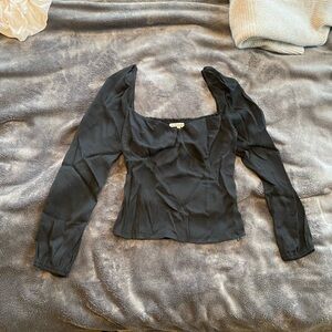 NEW reformation reign long sleeve black shirt